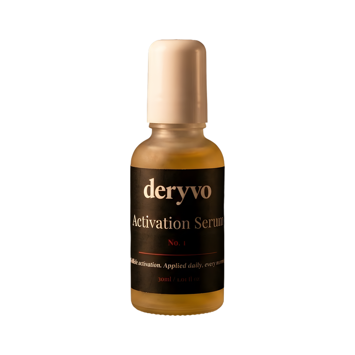 Follicle Reactivation Serum — amber glass bottle, studio-lit on a near-black surface